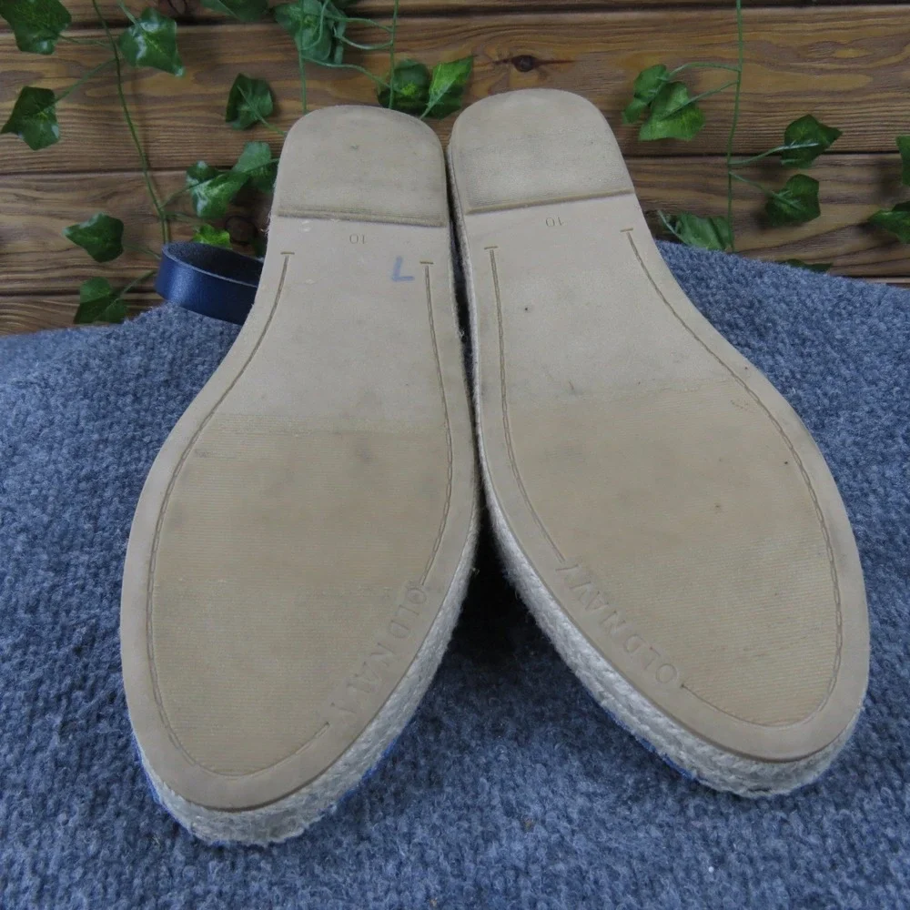 Old Navy Women Denim Blue Espadrille Ankle Strap Sandals Shoes Size 10